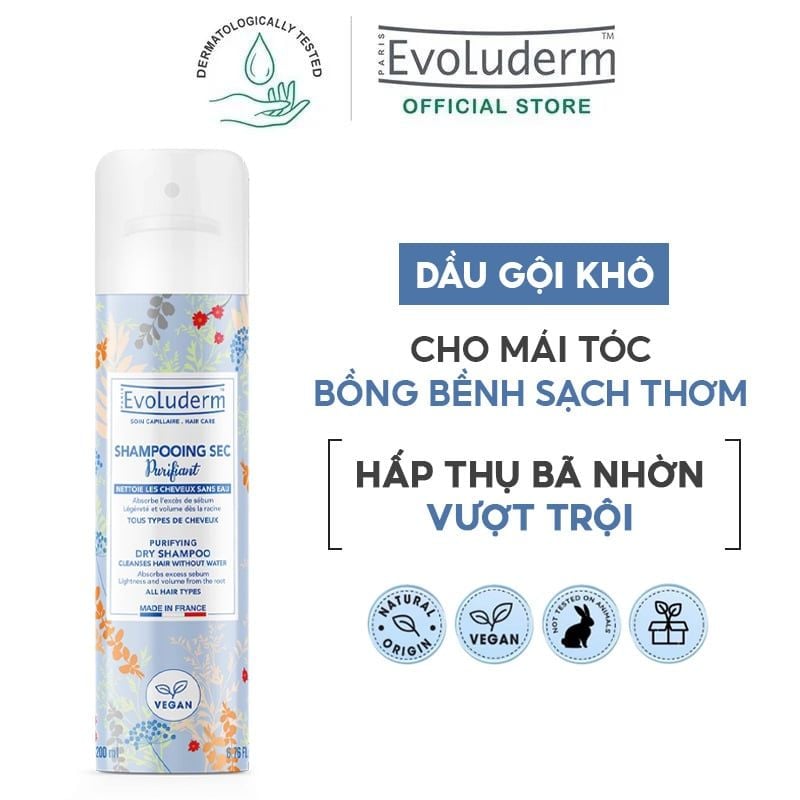 Dầu Gội Khô Evoluderm Purifying Shampoo Dry 200ml