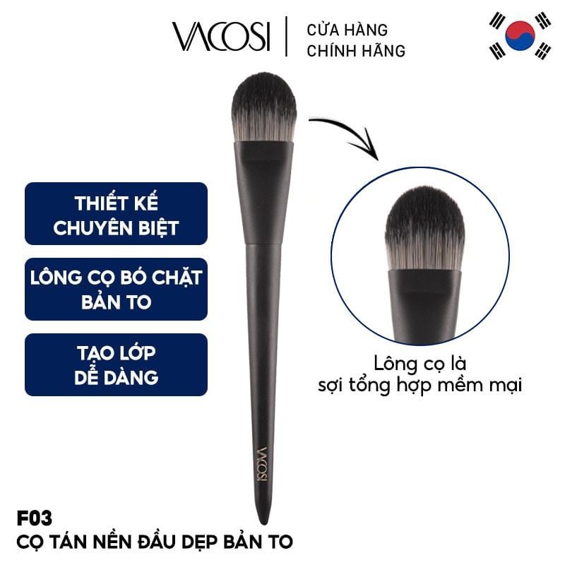 Cọ Tán Nền Đầu Dẹp Bản To Vacosi Foundation Brush - F03