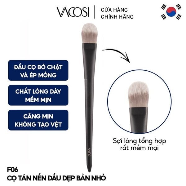  Cọ Tán Nền Đầu Dẹp Bản Nhỏ Vacosi Foundation Brush - F06 