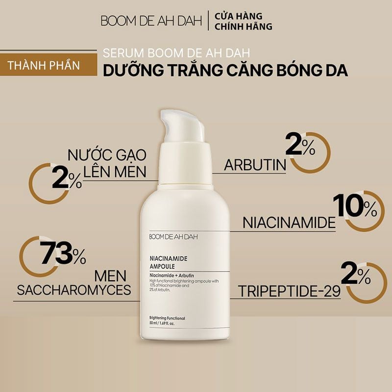 Huyết Thanh Dưỡng BOOM DE AH DAH Hỗ Trợ Trắng Căng Bóng Da Niacinamide Ampoule 50ml