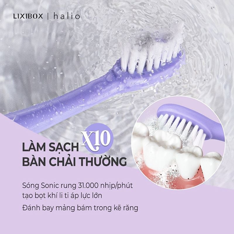 Bàn Chải Điện Halio Sonic Whitening Electric Toothbrush Periwinkle