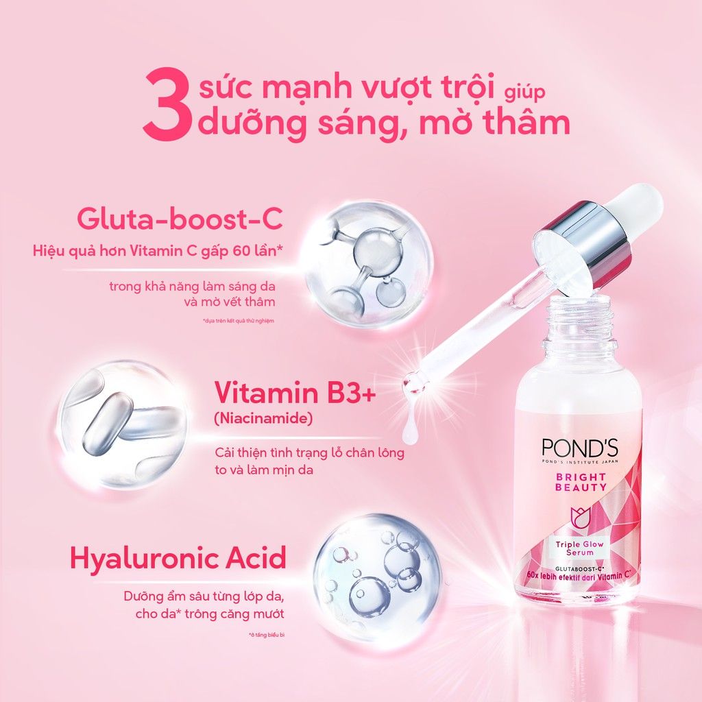 Serum POND'S Hỗ Trợ Dưỡng Trắng, Mờ Thâm POND'S Bright Beauty 3D Glow Serum 30g