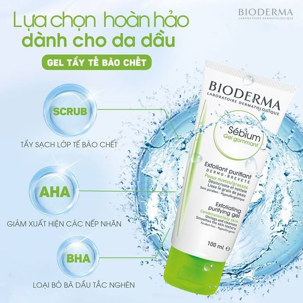  Gel Tẩy Tế Bào Chết Bioderma Cho Da Dầu Mụn Sebium Gel Gommant 100ml 