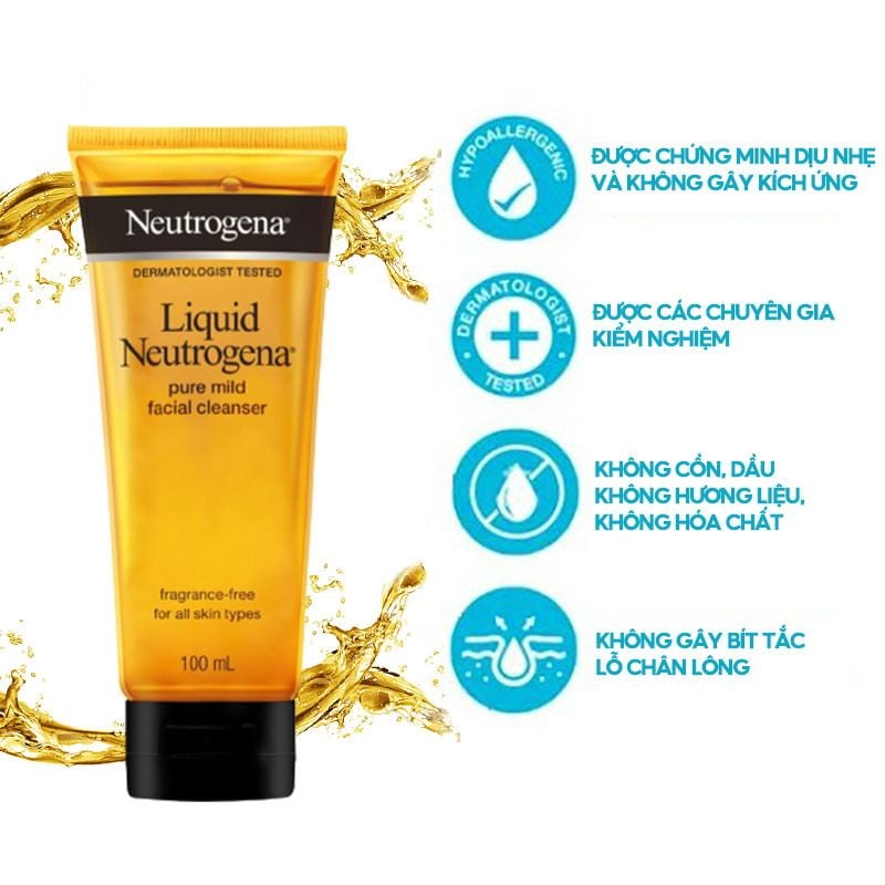 Sữa Rửa Mặt Neutrogena Dịu Nhẹ Dạng Gel Liquid Pure Facial Cleanser 100ml