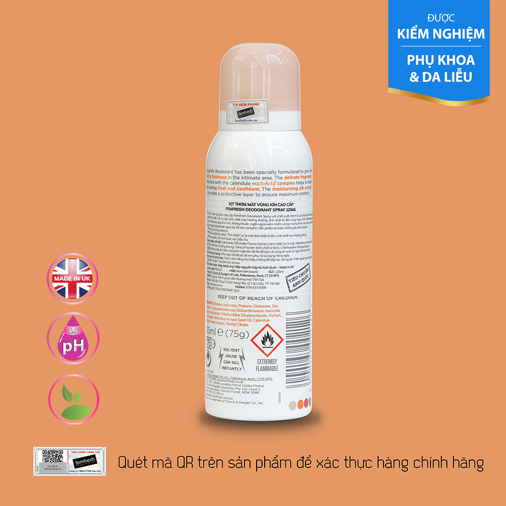 Xịt Thơm Vùng Kín Femfresh Freshness Deodorant Spray 125ml