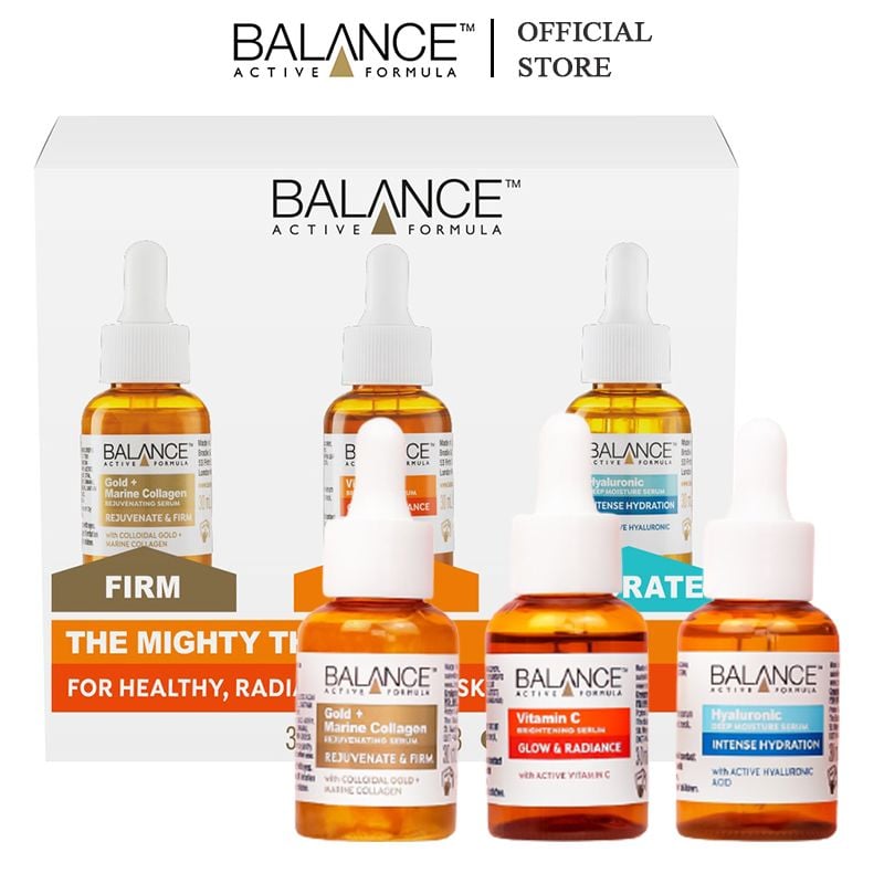 [Set 3 chai x 30ml] Set Serum Balance Active Formula Dưỡng Ẩm The Mighty Three Serum