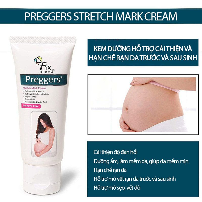 Kem Dưỡng Ẩm FIXDERMA Hỗ Trợ Mờ Vết Rạn Dành Cho Bà Bầu Preggers Stretch Mark Cream 60g