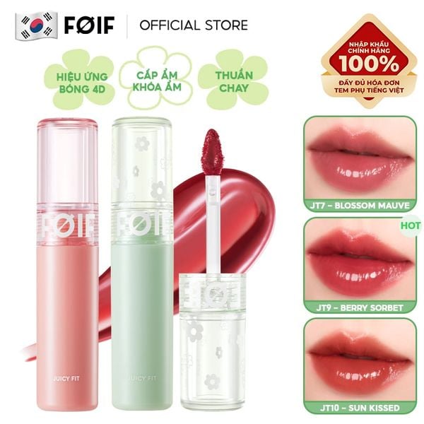  Son Tint Bóng FOIF Thuần Chay, Ẩm Mọng, Bền Màu Juicy Fit Tint 