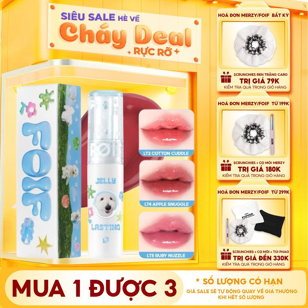[New][Teddy Collection] Son Tint Bóng FOIF Thuần Chay, Ẩm Mịn, Căng Bóng Jelly Lasting Tint 3g