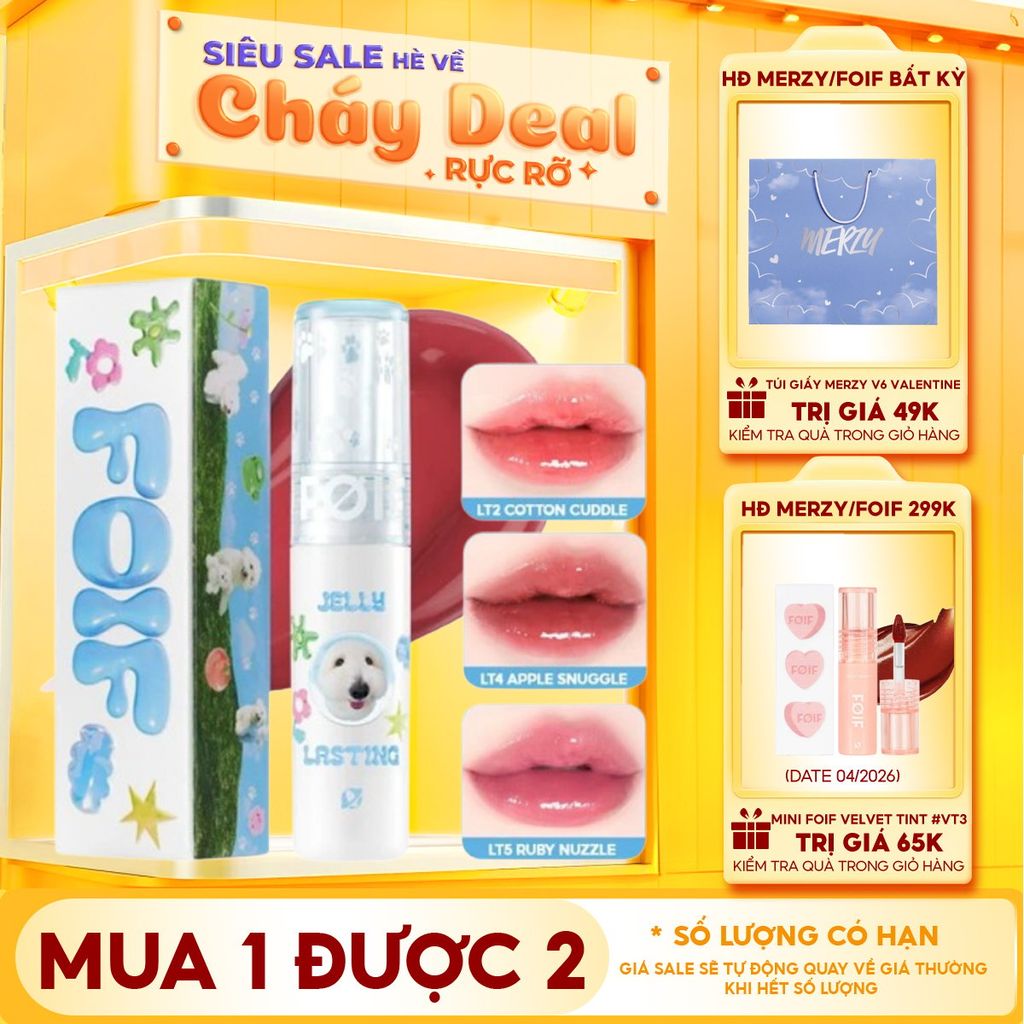 [New][Teddy Collection] Son Tint Bóng FOIF Thuần Chay, Ẩm Mịn, Căng Bóng Jelly Lasting Tint 3g