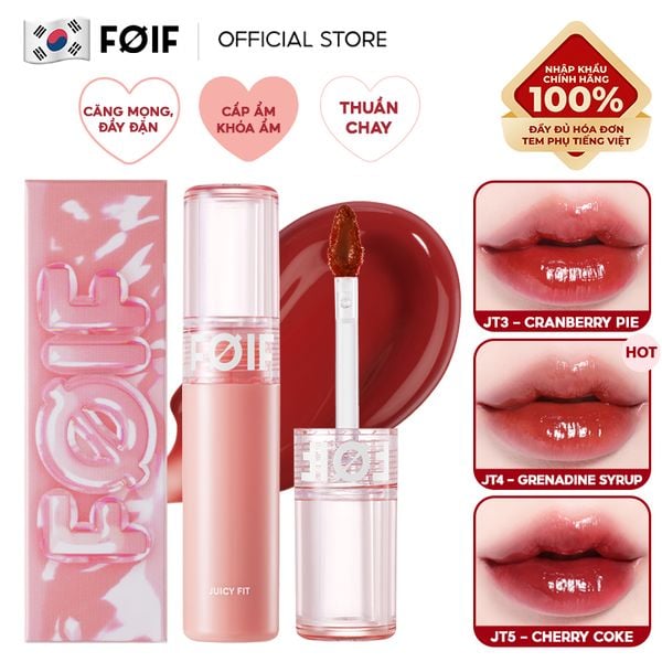  Son Tint Bóng FOIF Thuần Chay, Ẩm Mọng, Bền Màu Juicy Fit Tint 