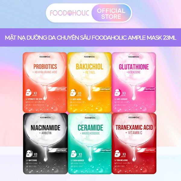  Mặt Nạ Foodaholic Dưỡng Ẩm, Hỗ Trợ Dưỡng Trắng, Cải Thiện Nếp Nhăn, Phục Hồi Da Sâu Ample Mask 23ml 