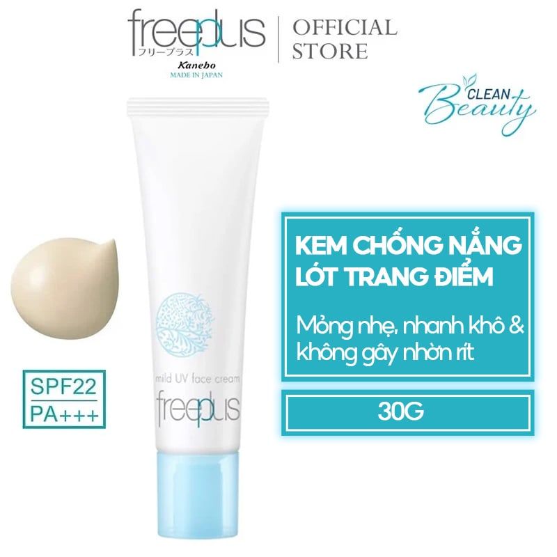 Kem Chống Nắng Lót Trang Điểm Dịu Nhẹ Freeplus Mild UV Face Cream SPF22 PA+++ 30g
