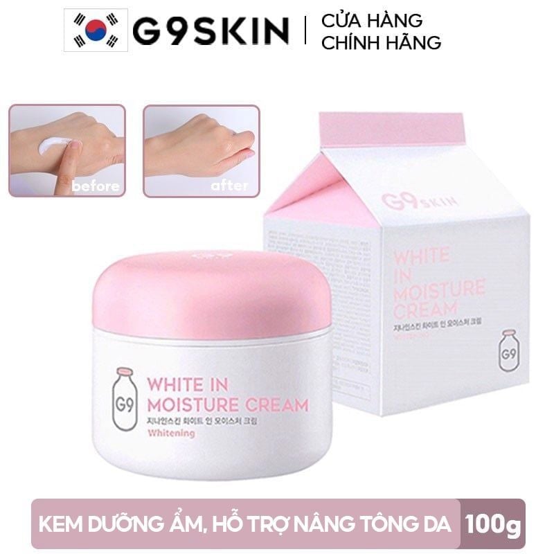 Kem Dưỡng Ẩm, Hỗ Trợ Làm Sáng, Nâng Tông Da G9SKIN White In Moisture Cream 100g