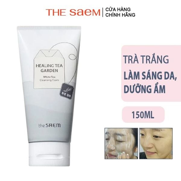 Sữa Rửa Mặt Làm Sáng Da, Dưỡng Ẩm Cho Da The Saem Healing Tea Garden White Tea Cleansing Foam 150ml