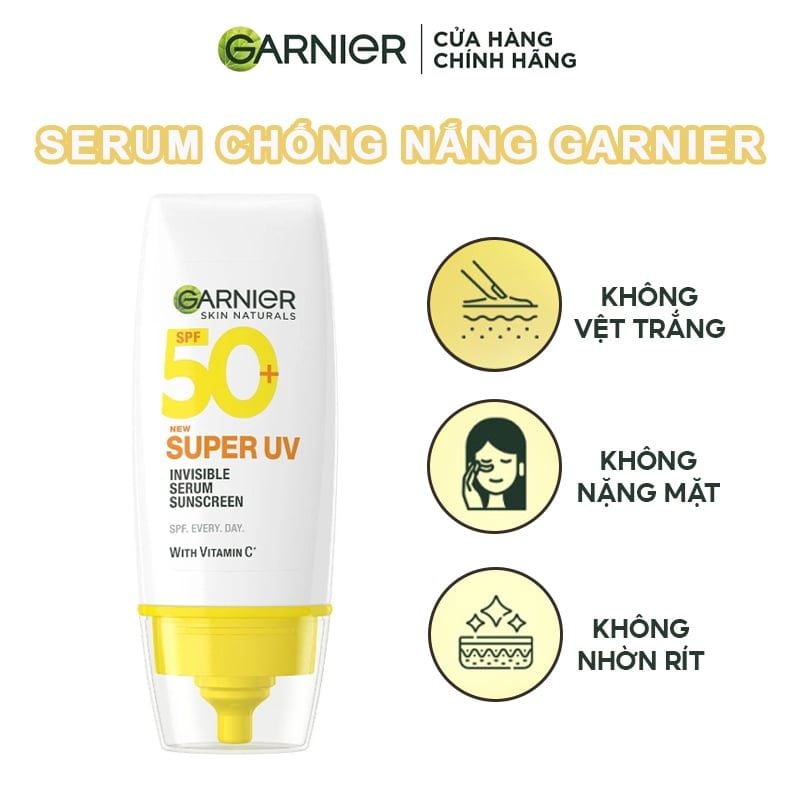 Serum Chống Nắng Mỏng Nhẹ Garnier Skin Naturals Super UV Invisible Serum Sunscreen 30ml