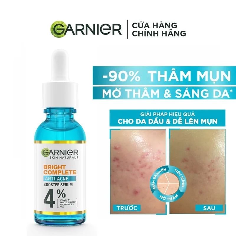 Serum Garnier Tinh Chất Dưỡng Sáng Da, Mờ Thâm Nám Garnier Skin Naturals Bright Complete Anti - Acne Booster Serum 30ml