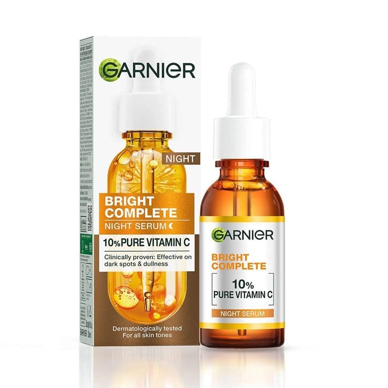 Serum Garnier Hỗ Trợ Sáng Da, Mờ Thâm Ban Đêm Skin Naturals Bright Complete Overnight Booster Serum 30ml