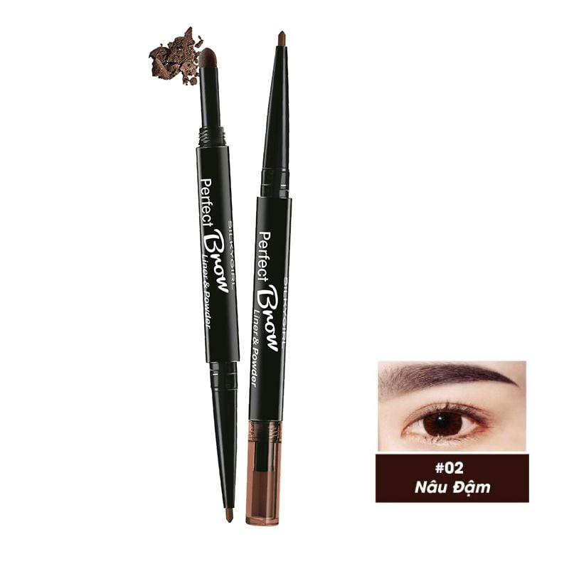 Chì Kẻ Mày Tạo Hiệu Ứng Nét Mày Tự Nhiên Silkygirl Perfect Brow Liner & Powder 0.5g #02 DARK BROWN