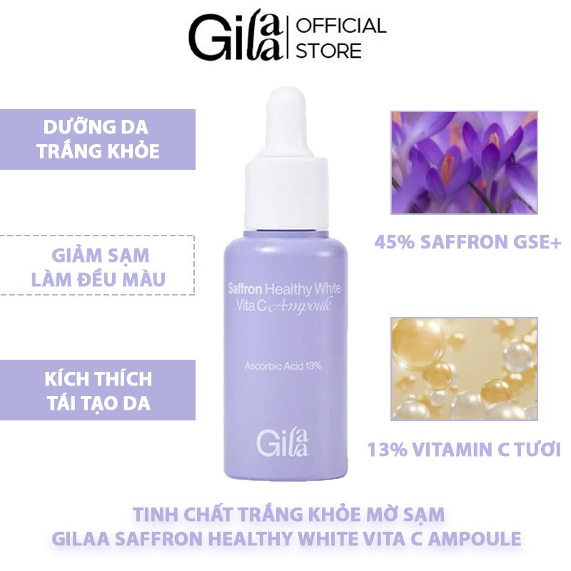 Serum Gilaa Tinh Chất Dưỡng Trắng Da Chiết xuất Nhụy Hoa Nghệ Tây Gilaa Saffron Healthy White Vita C Ampoule