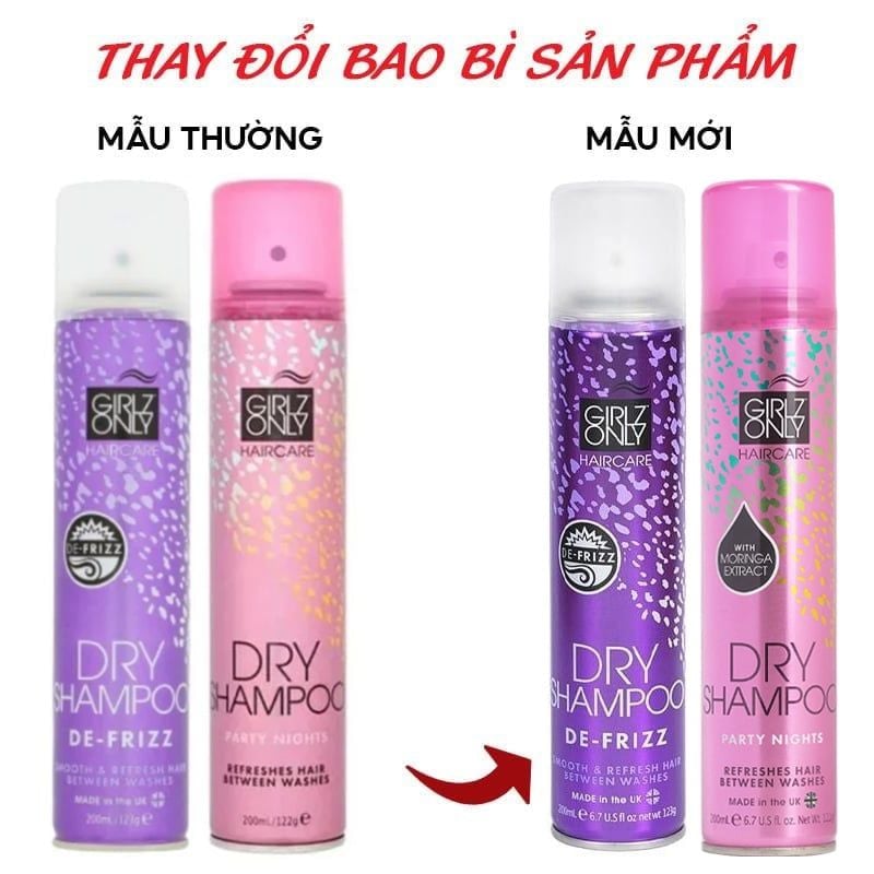 Dầu Gội Khô Girlz Only Dry Shampoo (Party Nights/ Dawn Til Dusk/ Dazzling Volume/ No Residue Nude)