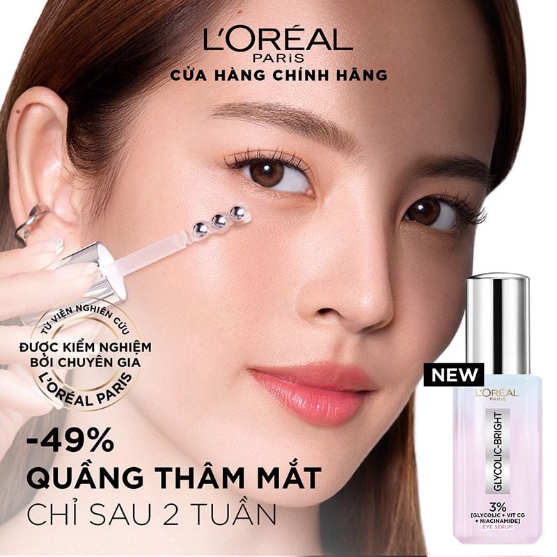 Serum L'oreal Dưỡng Sáng, Mờ Thâm Vùng Mắt Paris Glycolic - Bright Dark Circle Eye Serum 20ml