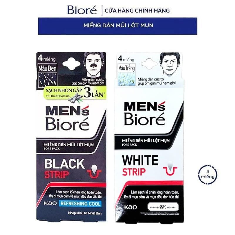 [Hộp 4 Miếng] Miếng Dán Mũi Lột Mụn Men's Bioré