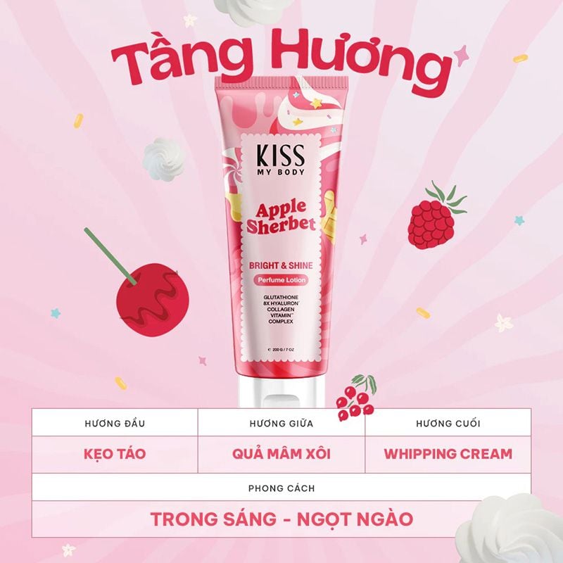 Sữa Dưỡng Trắng Da Toàn Thân Hương Nước Hoa Kiss My Body Bright & Shine Perfume Lotion