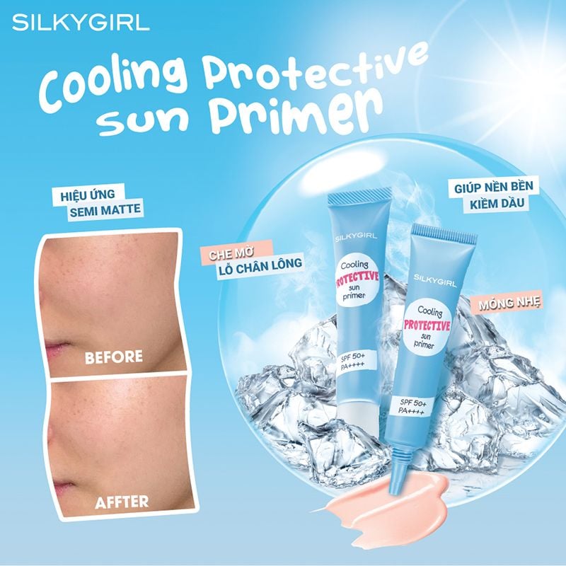 Kem Lót Chống Nắng Silkygirl Kiềm Dầu, Che Phủ Lỗ Chân Lông Cooling Protective Sun Primer 15ml