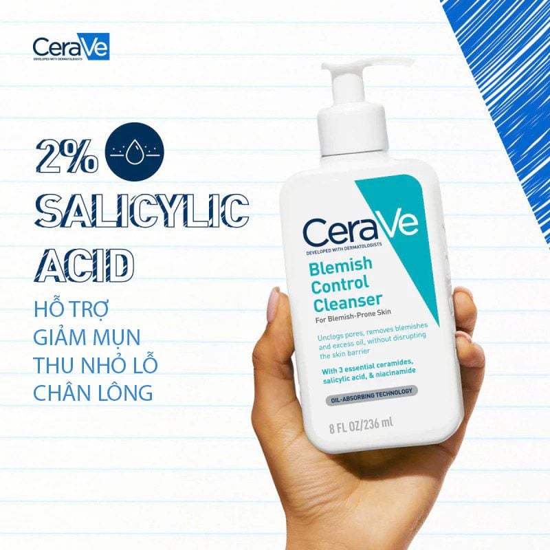 Sữa Rửa Mặt Cerave Hỗ Trợ Giảm Mụn Blemish Control Cleanser