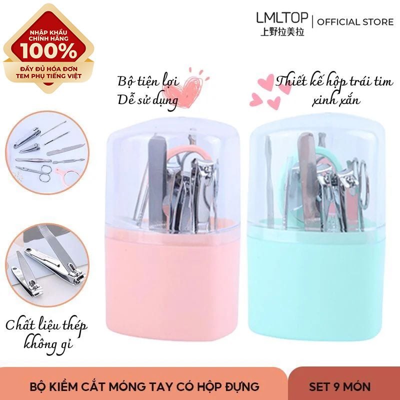 [NHẬP KHẨU][Set 9 Món] Bộ Kiềm Cắt Móng Tay LMLTOP Beauty Series Manicure Tool F0128 (Màu Ngẫu Nhiên)