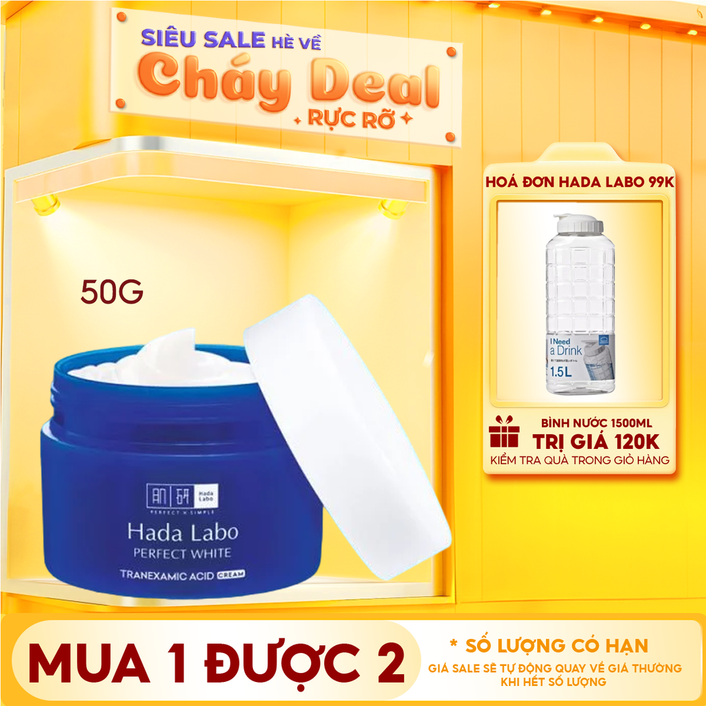 Kem Dưỡng Hada Labo Hỗ Trợ Dưỡng Sáng Da, Mờ Thâm Sạm Perfect White Tranexamic Acid Cream 50g