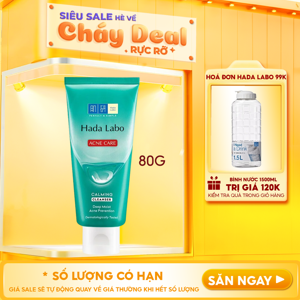Sữa Rửa Mặt Hada Labo Dành Cho Da Mụn, Nhạy Cảm Acne Care Calming Cleanser 80g