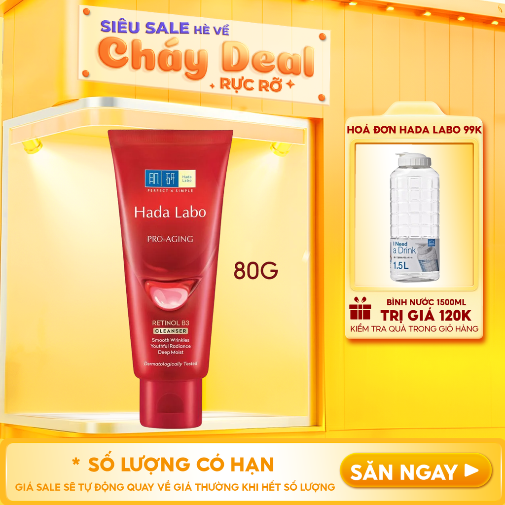 Sữa Rửa Mặt Hada Labo Cải Thiện Nếp Nhăn, Lão Hóa Da Pro Anti Aging Lifting Cleanser 80g