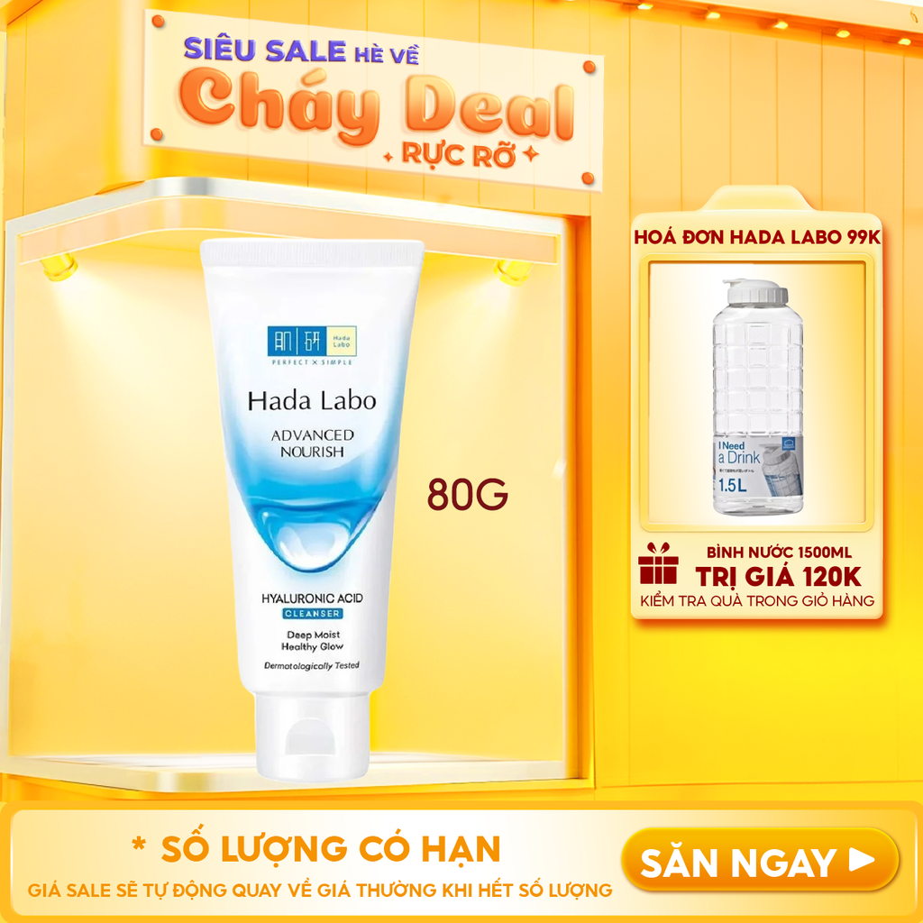 Sữa Rửa Mặt Hada Labo Dưỡng Ẩm Tối Ưu Advanced Nourish Hyaluronic Acid Cleanser 80g