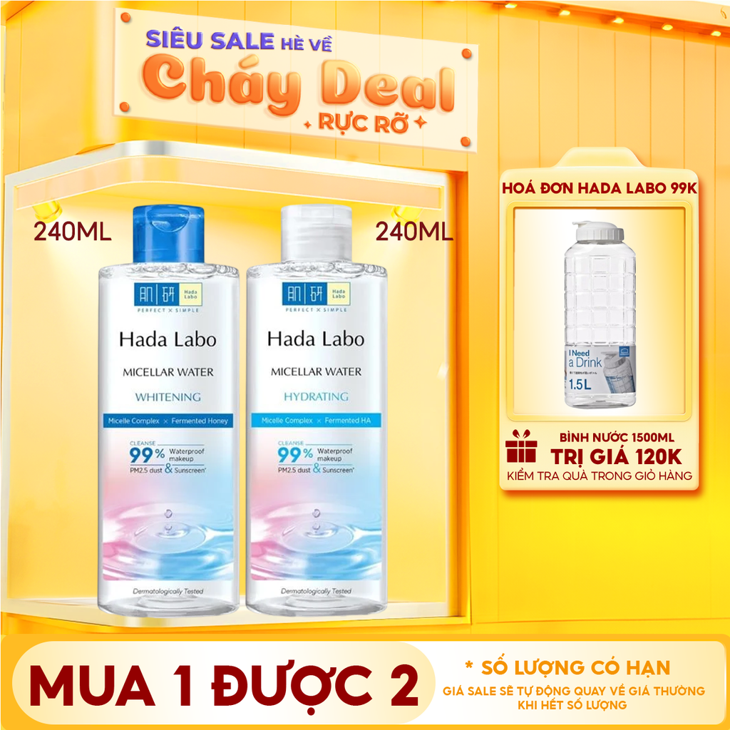 Nước Tẩy Trang Làm Sạch Sâu, Dưỡng Ẩm & Hỗ Trợ Dưỡng Trắng Hada Labo Micellar Water