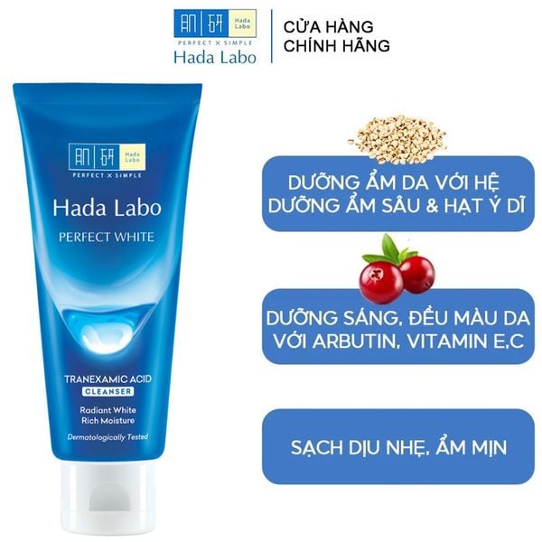  Sữa Rửa Mặt Hada Labo Hỗ Trợ Dưỡng Trắng Da Perfect White Arbutin Cleanser 