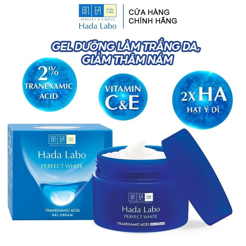 Gel Dưỡng Làm Trắng Da, Giảm Thâm Nám Hada Labo Perfect White Tranexamic Acid Gel Cream 50g