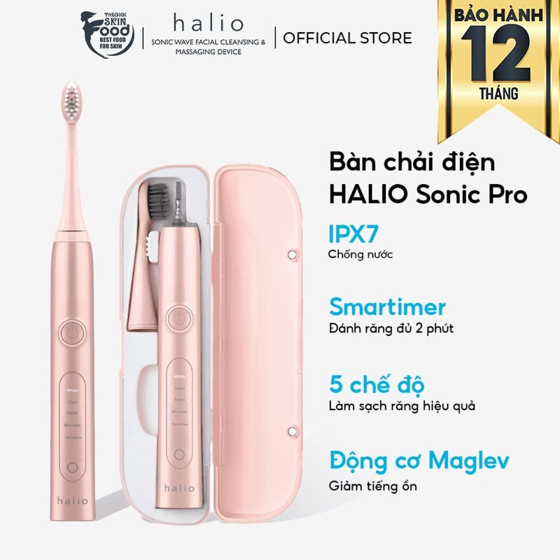 Bàn Chải Điện Halio Sonic Whitening Electric Toothbrush Rose Gold