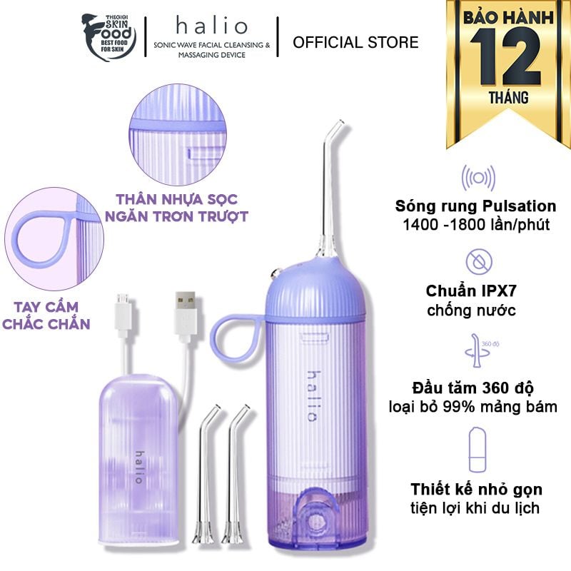 Máy Tăm Nước Cầm Tay Làm Sạch Răng Miệng, Chăm Sóc Nướu Halio UltraClean Oral Irrigator Periwinkle