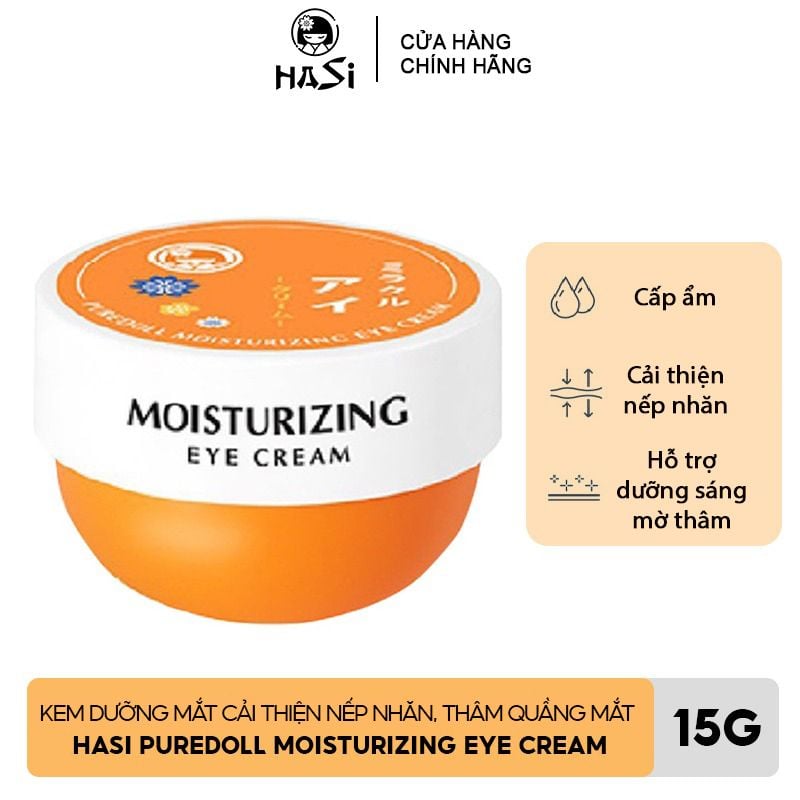 Kem Dưỡng Mắt Cải Thiện Nếp Nhăn, Thâm Quầng Mắt Hasi Puredoll Moisturizing Eye Cream 15g