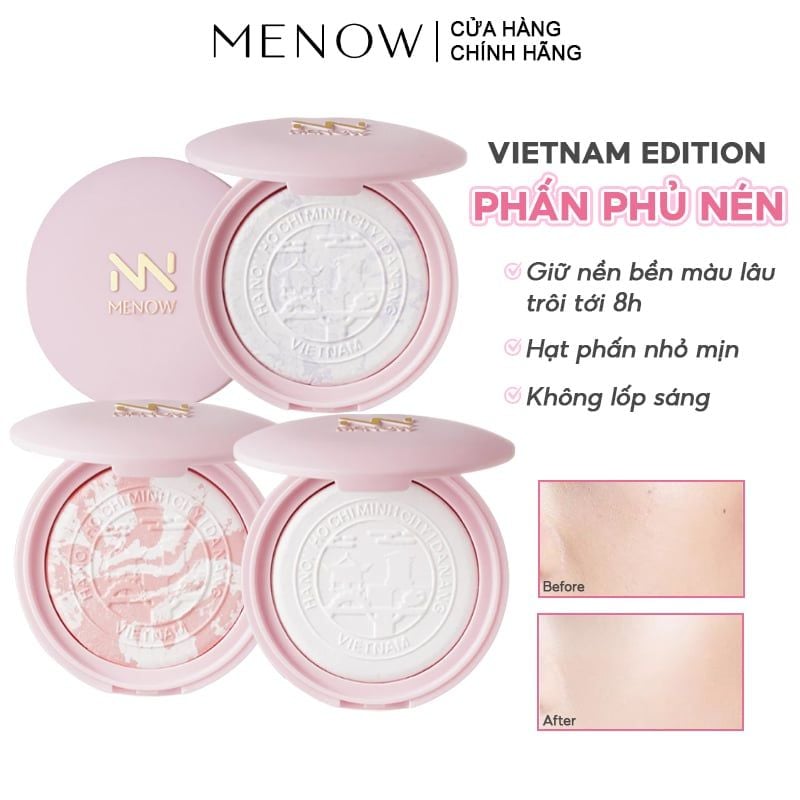 [Vietnam Edition] Phấn Phủ Nén MENOW Mỏng Nhẹ Tự Nhiên Clear Radiant Pressed Powder 7g