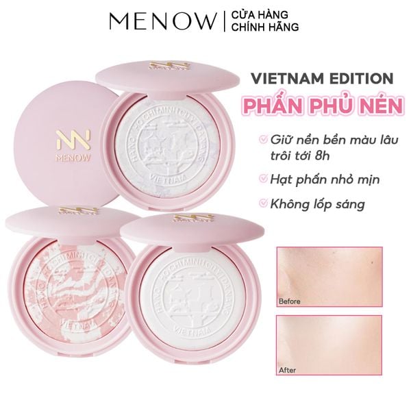  [Vietnam Edition] Phấn Phủ Nén MENOW Mỏng Nhẹ Tự Nhiên Clear Radiant Pressed Powder 7g 