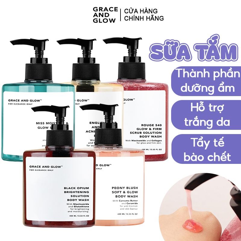 Sữa Tắm Dưỡng Ẩm, Hỗ Trợ Làm Trắng Da, Tẩy Tế Bào Chết Grace And Glow Body Wash 400ml