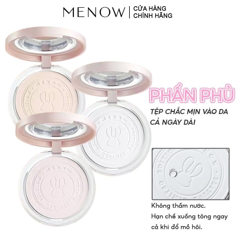 [Vietnam Edition] Phấn Phủ Nén MENOW Kiềm Dầu, Không Thấm Nước Matte Tulle Makeup Powder 8.5g