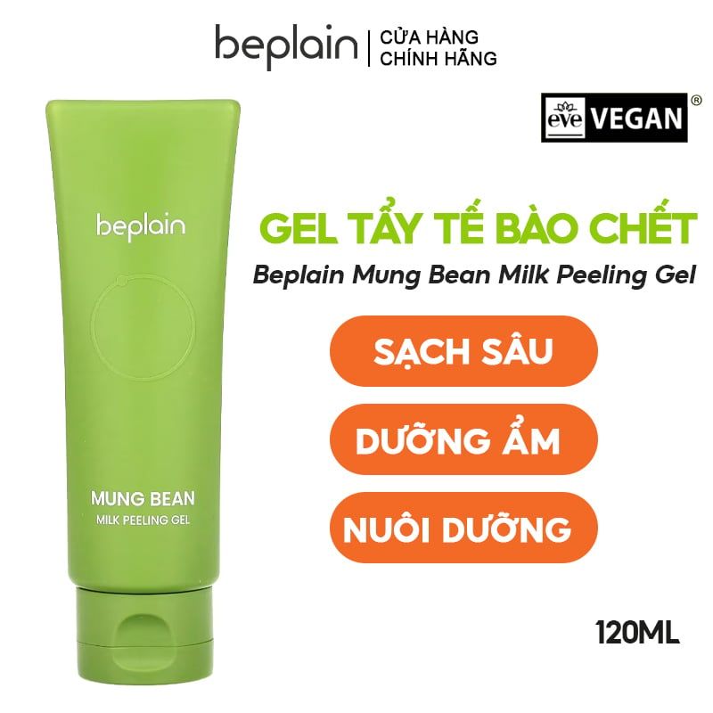 Gel Tẩy Da Chết Beplain Thuần Chay Chiết Xuất Sữa Đậu Xanh Mung Bean Milk Peeling Gel 120ml