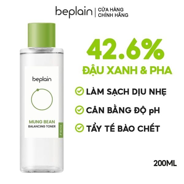 Nước Hoa Hồng Làm Sạch Dịu Nhẹ, Cân Bằng Độ pH Beplain Mung Bean Balancing Toner 200ml