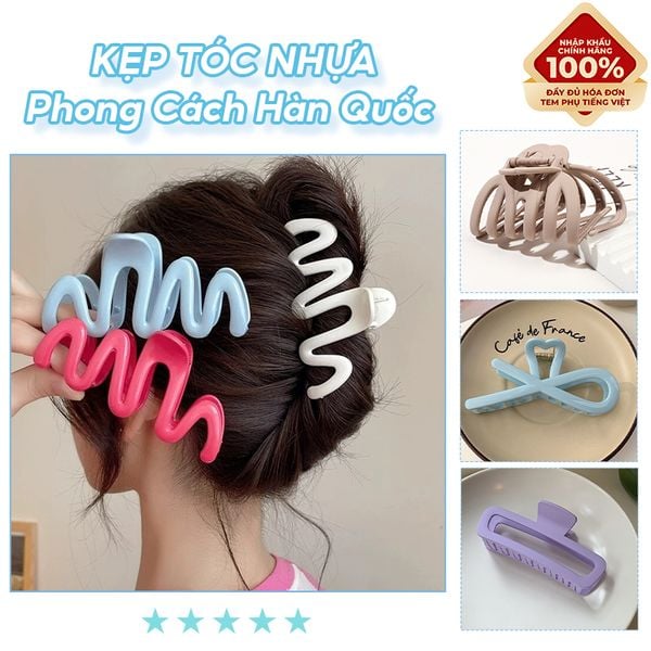  [NHẬP KHẨU] Kẹp Tóc Nhựa Hình Gợn Sóng, Mặt Trăng, Thanh Lịch Phong Cách Hàn Quốc TOOLA 