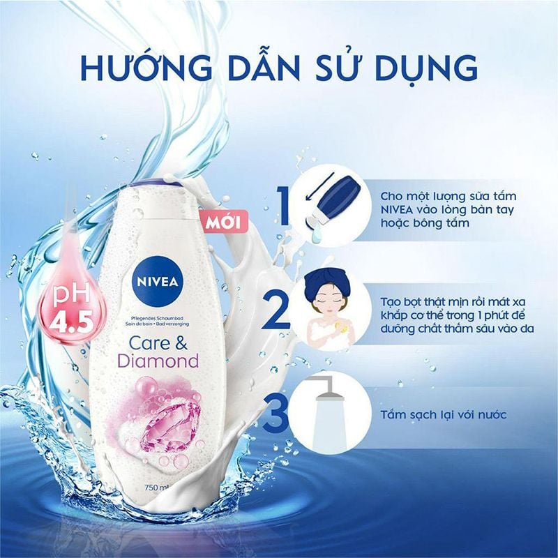[750ml] Sữa Tắm Nivea Dưỡng Da Hương Hoa Care & Roses