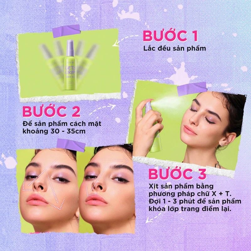 Xịt Khóa Nền DAZZLE ME Cố Định Trang Điểm Lâu Trôi Get A Grip Makeup Setting Spray 60ml